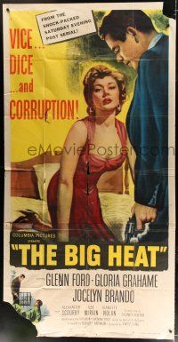 2j645 BIG HEAT 3sh '53 great pulp art of Glenn Ford & sexy Gloria Grahame, Fritz Lang noir!
