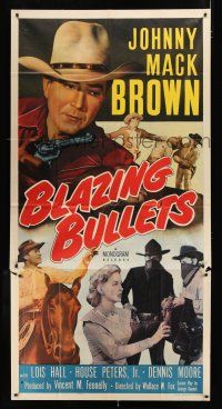 2j649 BLAZING BULLETS 3sh '51 great images of tough cowboy Johnny Mack Brown, Lois Hall