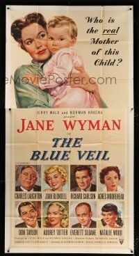 2j655 BLUE VEIL 3sh '51 nice art of Jane Wyman with baby + portraits of the rest of the cast!
