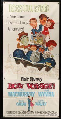 2j657 BON VOYAGE 3sh '62 Walt Disney, Fred MacMurray, Jane Wyman, great wacky art!