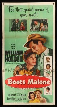 2j660 BOOTS MALONE 3sh '51 close up of William Holden with young horse jockey Johnny Stewart!
