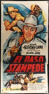 2j711 EL PASO STAMPEDE 3sh '53 cool art of cowboy Allan Rocky Lane & his stallion Black Jack!