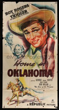2j778 HOME IN OKLAHOMA 3sh '46 great headshort art of Roy Rogers, Trigger, Dale Evans & Gabby!