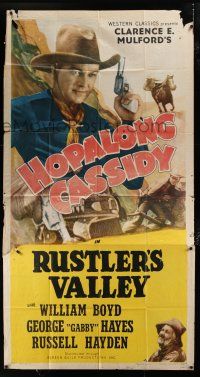 2j781 HOPALONG CASSIDY style B 3sh '40s great image of William Boyd holding gun, Rustler's Valley!
