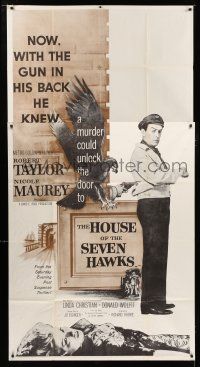 2j785 HOUSE OF THE SEVEN HAWKS 3sh '59 treasure hunter Robert Taylor with gun in his back!