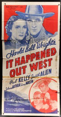 2j801 IT HAPPENED OUT WEST 3sh R40s Paul Kelly, Harold Bell Wright, cool cowboy art!