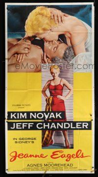 2j807 JEANNE EAGELS 3sh '57 best romantic artwork of Kim Novak & Jeff Chandler kissing!