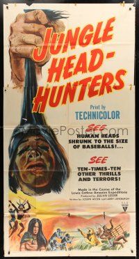 2j813 JUNGLE HEADHUNTERS 3sh '51 wild shrunken head image, Amazon voodoo documentary!