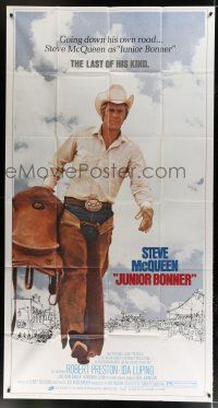 2j814 JUNIOR BONNER 3sh '72 full-length rodeo cowboy Steve McQueen carrying saddle!