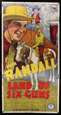 2j817 LAND OF SIX GUNS 3sh '40 great art of cowboy Jack Randall on horse & close up!