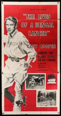 2j827 LIVES OF A BENGAL LANCER 3sh R58 great full-length artwork of Gary Cooper with gun!