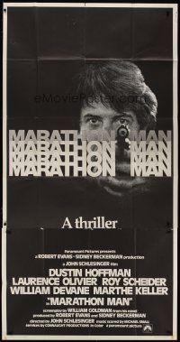 2j842 MARATHON MAN int'l 3sh '76 cool image of Dustin Hoffman, John Schlesinger classic thriller!