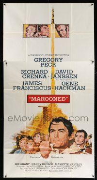 2j845 MAROONED style C 3sh '69 Gregory Peck & Gene Hackman, great Terpning cast & rocket art!