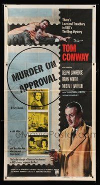 2j855 MURDER ON APPROVAL 3sh '56 detective Tom Conway, there's love & treachery in RKO's mystery!