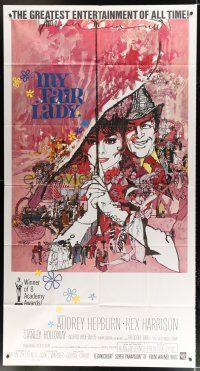 2j856 MY FAIR LADY int'l 3sh R69 classic art of Audrey Hepburn & Rex Harrison by Bob Peak!