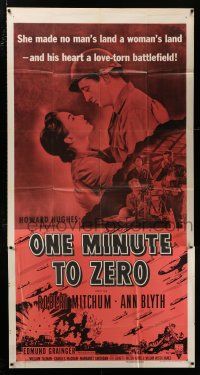 2j864 ONE MINUTE TO ZERO 3sh R56 art of Robert Mitchum, Ann Blyth & fighter jets, Howard Hughes