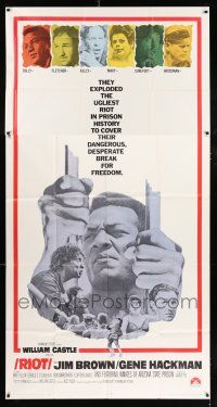2j895 RIOT int'l 3sh '69 Jim Brown & Gene Hackman escape from jail, ugliest prison riot in history!