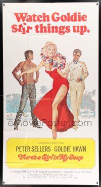 2j949 THERE'S A GIRL IN MY SOUP int'l 3sh '71 different art Peter Sellers & sexy Goldie Hawn!