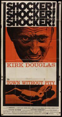 2j962 TOWN WITHOUT PITY 3sh '61 intense artwork of Kirk Douglas, plus sexy Christine Kaufmann!
