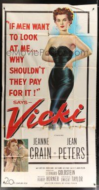 2j973 VICKI 3sh '53 if men want to look at sexy bad girl Jean Peters, she'll make them pay for it!