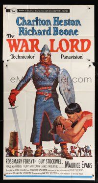 2j980 WAR LORD 3sh '65 art of Charlton Heston all decked out in armor with sword!