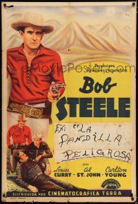 2j393 BILLY THE KID'S GUN JUSTICE stock Argentinean R40s art of cowboy Bob Steele pointing gun!