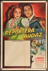 2j403 BRENDA STARR REPORTER stock Argentinean '46 art of Joan Woodbury w/gun & camera guy, serial!