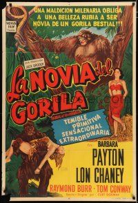 2j405 BRIDE OF THE GORILLA Argentinean '51 wild artwork of Barbara Payton & huge ape!