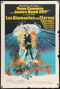 2j436 DIAMONDS ARE FOREVER Argentinean '71 art of Sean Connery as James Bond by Robert McGinnis!