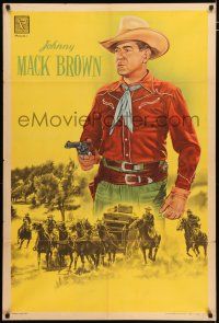 2j482 JOHNNY MACK BROWN stock Argentinean '40s cool artwork portrait of the cowboy star with gun!