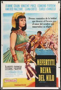 2j531 QUEEN OF THE NILE Argentinean '61 different art of Jeanne Crain as Egyptian royalty!