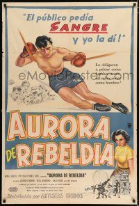 2j538 RING Argentinean '52 Rita Moreno, cool artwork of Mexican boxer on the ropes!