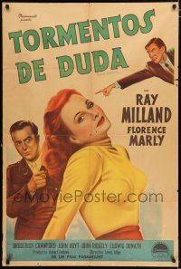 2j551 SEALED VERDICT Argentinean '48 art of Ray Milland & sexy redhead Florence Marly!