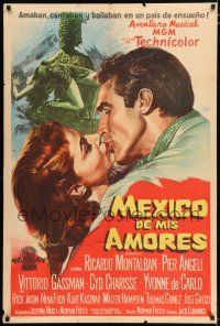 2j563 SOMBRERO Argentinean '53 art of Ricardo Montalban kissing pretty Pier Angeli in Mexico!