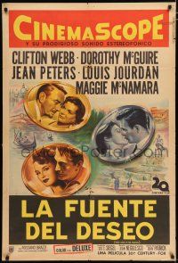 2j589 THREE COINS IN THE FOUNTAIN Argentinean '54 Clifton Webb, Dorothy McGuire, Peters, Jourdan