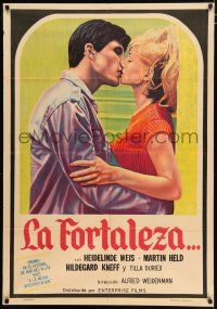 2j603 VERDAMMT ZUR SUNDE Argentinean '64 romantic art of Martin Held kissing sexy Hildegard Knef!