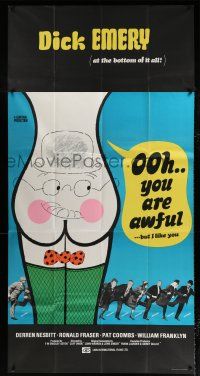 2j865 OOH YOU ARE AWFUL English 3sh '72 Cliff Owen, English, wacky cartoon artwork of rear w/face!