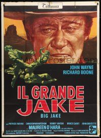 2j124 BIG JAKE Italian 1p '71 cool different close up art of John Wayne by Averardo Ciriello!