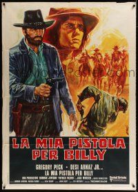 2j125 BILLY TWO HATS Italian 1p '74 cool different Avelli art of outlaw cowboy Gregory Peck!