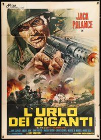 2j132 BULLET FOR ROMMEL Italian 1p '69 cool close up art of Jack Palance with machine gun!