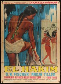 2j171 EL HAKIM Italian 1p '58 misleading art of sexy half-naked Egyptian woman by Donelli!