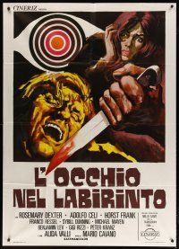 2j174 EYE IN THE LABYRINTH Italian 1p '71 Adolfo Celi, wild giallo art by Sandro Symeoni!