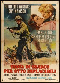 2j205 HELL IN NORMANDY Italian 1p '68 Guy Madison, World War II D-Day art by Ezio Tarantelli!