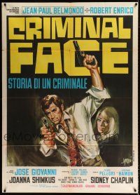 2j212 HO! Italian 1p '68 different Symeoni art of Jean-Paul Belmondo with gun, Criminal Face!