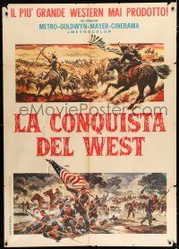 2j215 HOW THE WEST WAS WON Italian 1p '64 John Ford classic western epic, cool Reynold Brown art!