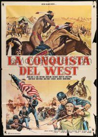 2j216 HOW THE WEST WAS WON Italian 1p R70s John Ford classic western epic, different art by Aller!