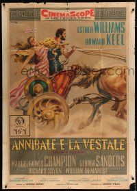 2j232 JUPITER'S DARLING Italian 1p '55 Ciriello art of Esther Williams & Howard Keel on chariot!