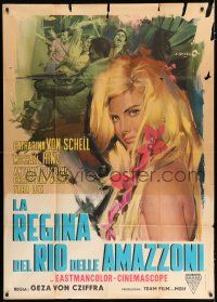 2j238 LANA QUEEN OF THE AMAZONS Italian 1p '65 art of sexy Catherine Schell by Angelo Cesselon!