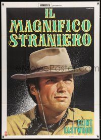 2j251 MAGNIFICENT STRANGER style B Italian 1p '66 different huge close up of Clint Eastwood!
