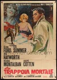 2j258 MONEY TRAP Italian 1p '65 different art of Glenn Ford with gun, Elke Sommer & Rita Hayworth!